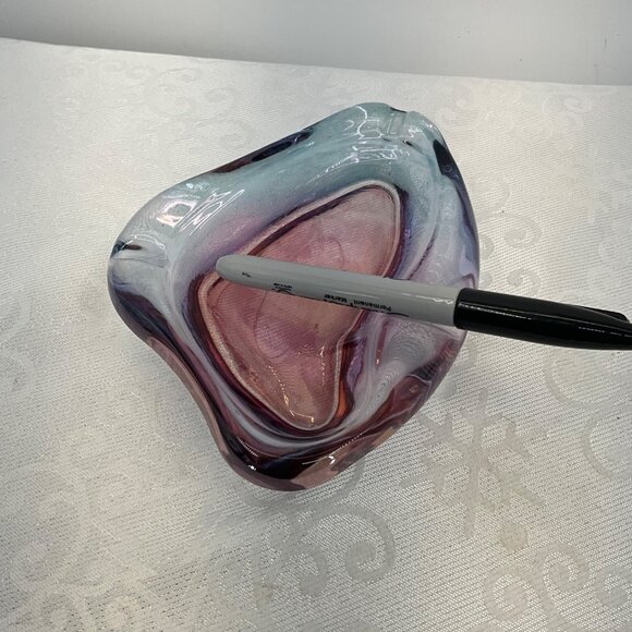 Murano Style Art Glass Freeform Ashtray - Picture 4 of 6